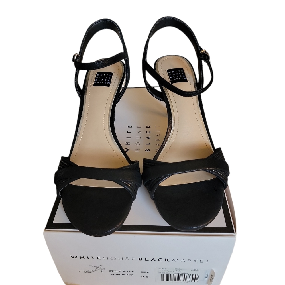 WHBM Lydia Black Strappy Heels